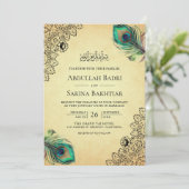  pauwenveren QR-code moslimbruiloft Kaart (Staand voorkant)