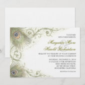 pauwenveren vintage bruiloft uitnodigingen (Voorkant / Achterkant)