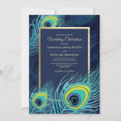 Pauwestaart Pauwveer Navyblauw Gouden Trouw Kaart (Voorkant)