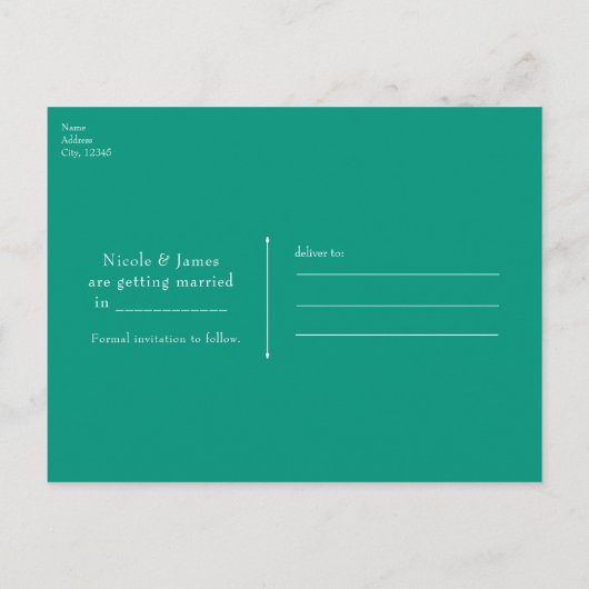 Pauwestaartveer Zand en Turquoise Boho Save the Da Aankondigingskaart (Achterkant)