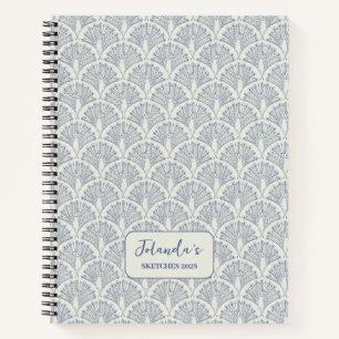 Pauwluis Schelp Patroon Blauw Wit Persoonlijk Notitieboek