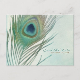 Pauwveer Boho Chic Aquarel Save the Date Aankondigingskaart