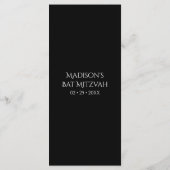 Pauwveer Chic Glitter Paars Bat Mitzvah Menu (Achterkant)