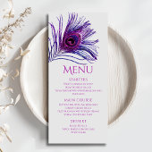 Pauwveer Chic Glitter Paarse Bat Mitzvah Menu