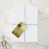 Pauwveer Goud Exotische Boho Chic Aangepaste Favor Cadeaulabel (Met Touw)