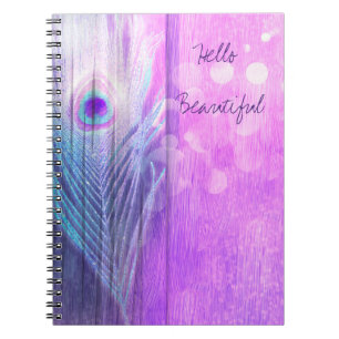 Pauwveer Roze & Blauw Boho Chic Glam Aangepast Notitieboek