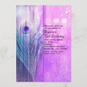 Pauwveer Roze & Blauwe Boho Feest Uitnodigingen