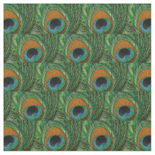Pauwveer Stof - Taupe Groen Turkoois Blauw Marineb