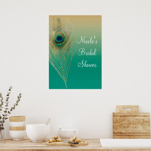 Pauwveer Zand- en Teal Boho Glam Banner Poster (Keuken)