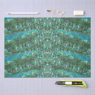 Pauwveren, abstract - patroon in acryl tissuepapier