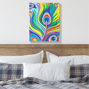 Pauwveren Abstracte Kunst Canvas Afdruk