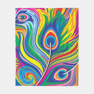 Pauwveren Abstracte Kunst Fleece Deken