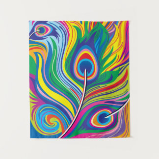 Pauwveren Abstracte Kunst Wandkleed