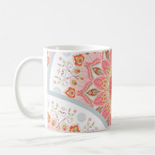 Pauwveren, bloemenrond Ornament. Koffiemok