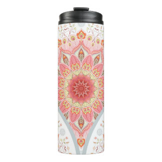 Pauwveren, bloemenrond Ornament. Thermosbeker