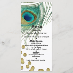 Pauwveren & Goud Boho Glam Feest Menukaart