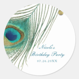 Pauwveren & Gouden Stippen Boho Glam Feest Ronde Sticker