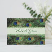 Pauwveren Huwelijk Dank je Bedankkaart (Staand voorkant)