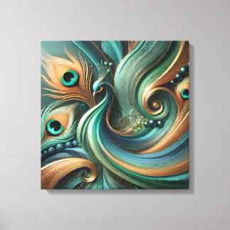 Pauwveren in Abstracte Stroom Canvas Kunst