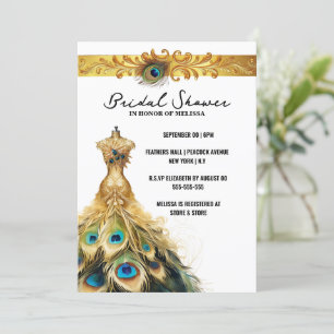 Pauwveren jurk elegant goud wit turkoois kaart