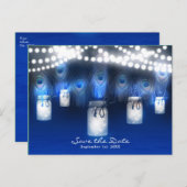 Pauwveren, Metselpot & Lichtjes Save the Date Aankondigingskaart (Voorkant / Achterkant)