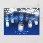 Pauwveren, Metselpot & Lichtjes Save the Date Aankondigingskaart (Voorkant)