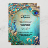 pauwvogelveren art nouveau kaart (Voorkant / Achterkant)