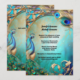 pauwvogelveren art nouveau kaart