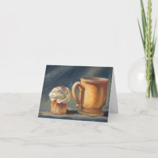 "Pauze tijd", een koffie & cupcake een wenskaart Kaart