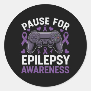 Pauze Voor Epilepsie Bewustzijn Gamer Advocacy Men Ronde Sticker