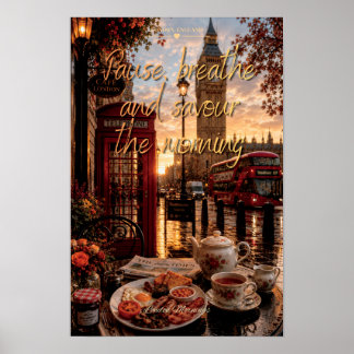 Pauzeer, Adem En Geniet Van De Ochtend Londen Café Poster