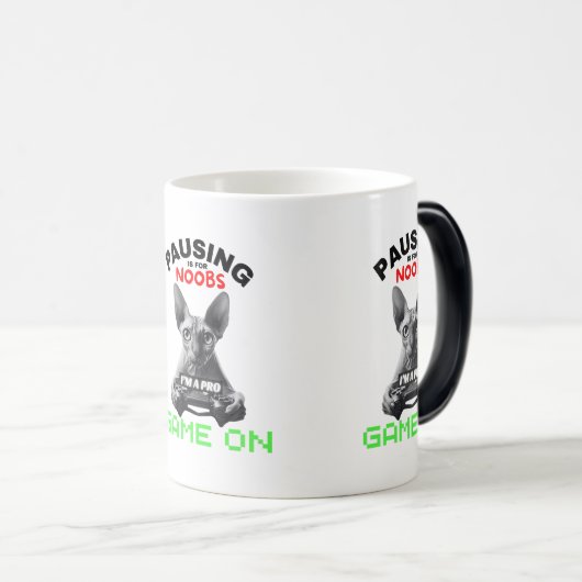 Pauzeer videogame Sphynx Cat Noobs Gamer Funny Magische Mok (Voorkant rechts)