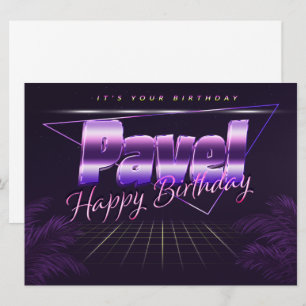 Pavel prénom nom carte rétro lilas anniversaire