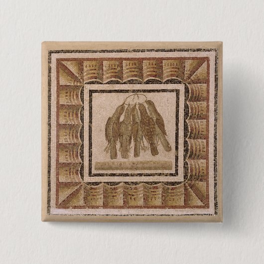 Pavement met vijf borstels uit El-Jem Vierkante Button 5,1 Cm (Voorkant)