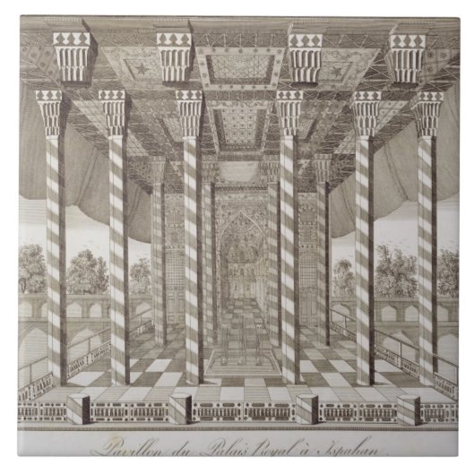 Pavilion van het koninklijk paleis in Isfahan uit  Tegeltje (Voorkant)