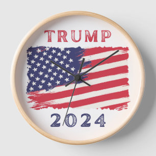 Pavillon américain Trump 2024 Horloge murale