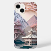 Pavillon de découpe papier Paysage iPhone 14 Coque (Verso)