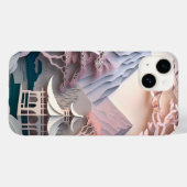 Pavillon de découpe papier Paysage iPhone 14 Coque (Verso (horizontal))
