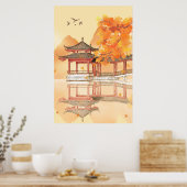 Pavillon du lac Campagne d'automne Poster (Cuisine)