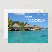 Pavillons de Moorea avec le texte : carte postale (Devant / Derrière)