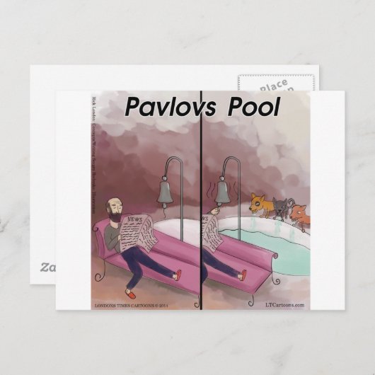 Pavlov's Pool Funny Cartoon Briefkaart (Voorkant / Achterkant)