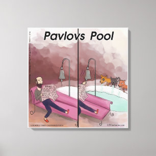 Pavlov's Pool Funny Cartoon Canvas Afdruk