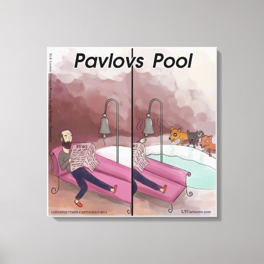 Pavlov's Pool Funny Cartoon Canvas Afdruk (Voorkant)
