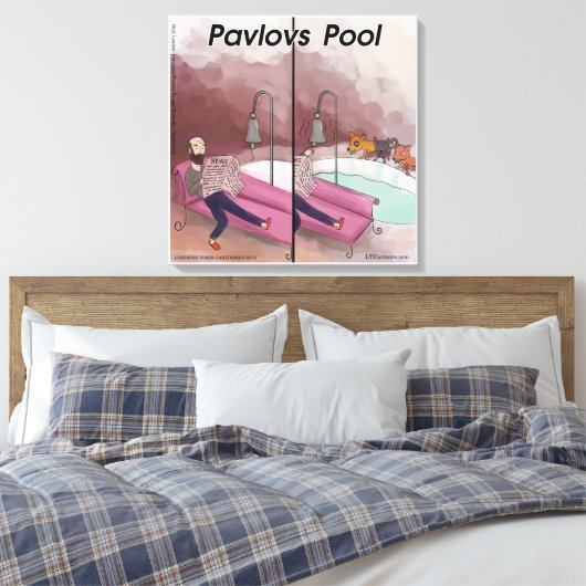 Pavlov's Pool Funny Cartoon Canvas Afdruk (Insitu (Slaapkamer))