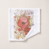 Pavot à aquarelle rouge (Gant de toilette)