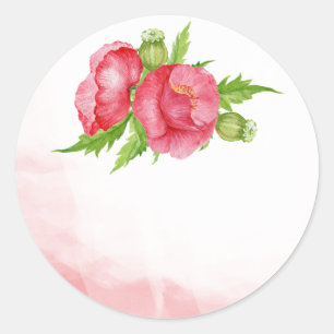 Pavot Aquarelle Mariage Favoriser Stickers