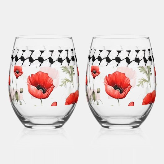 Pavot avec set de verre de vin palestinien Hattah (Recto)