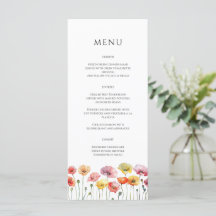 Pavot coloré fleurs sauvages menu mariage
