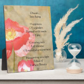 Pavot Expressions Bonheur Poème Plaque photo (Côté)