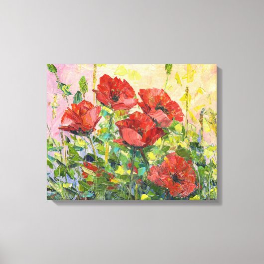 Pavot, fleur abstraite, peinture moderne, toile (Recto)
